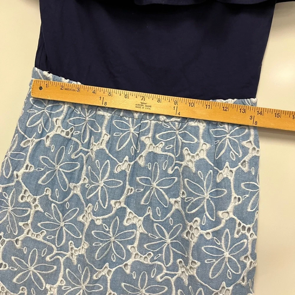Lilly‎ Pulitzer Blue Strapless Athens Tide Eyelet Dress Sz. M - Picture 9 of 10